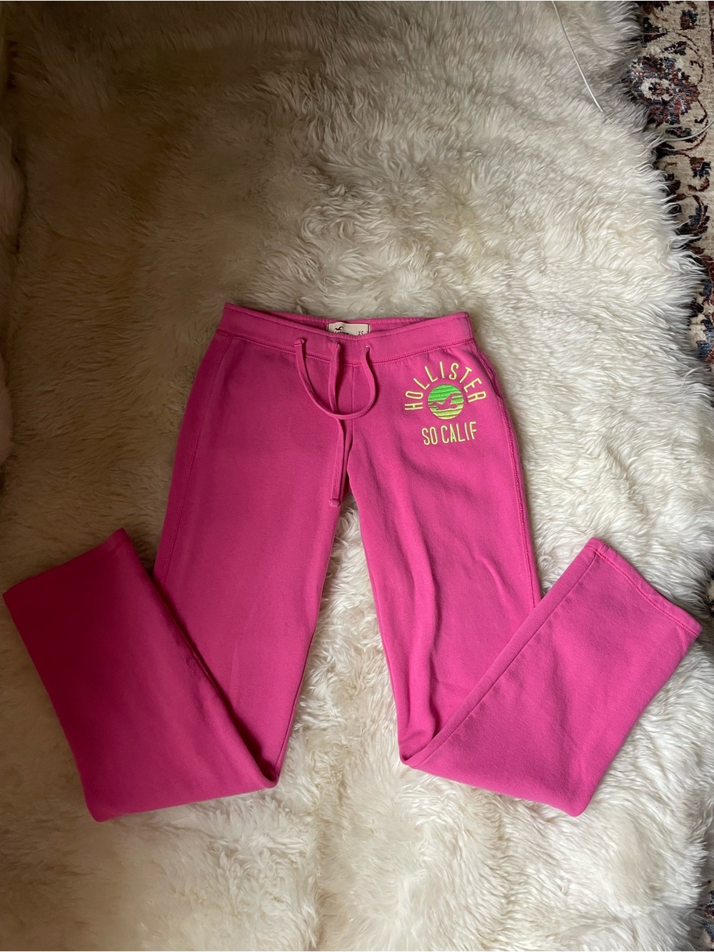 Vintage | Rare Hollister pink & green super low rise straight leg sweatpants